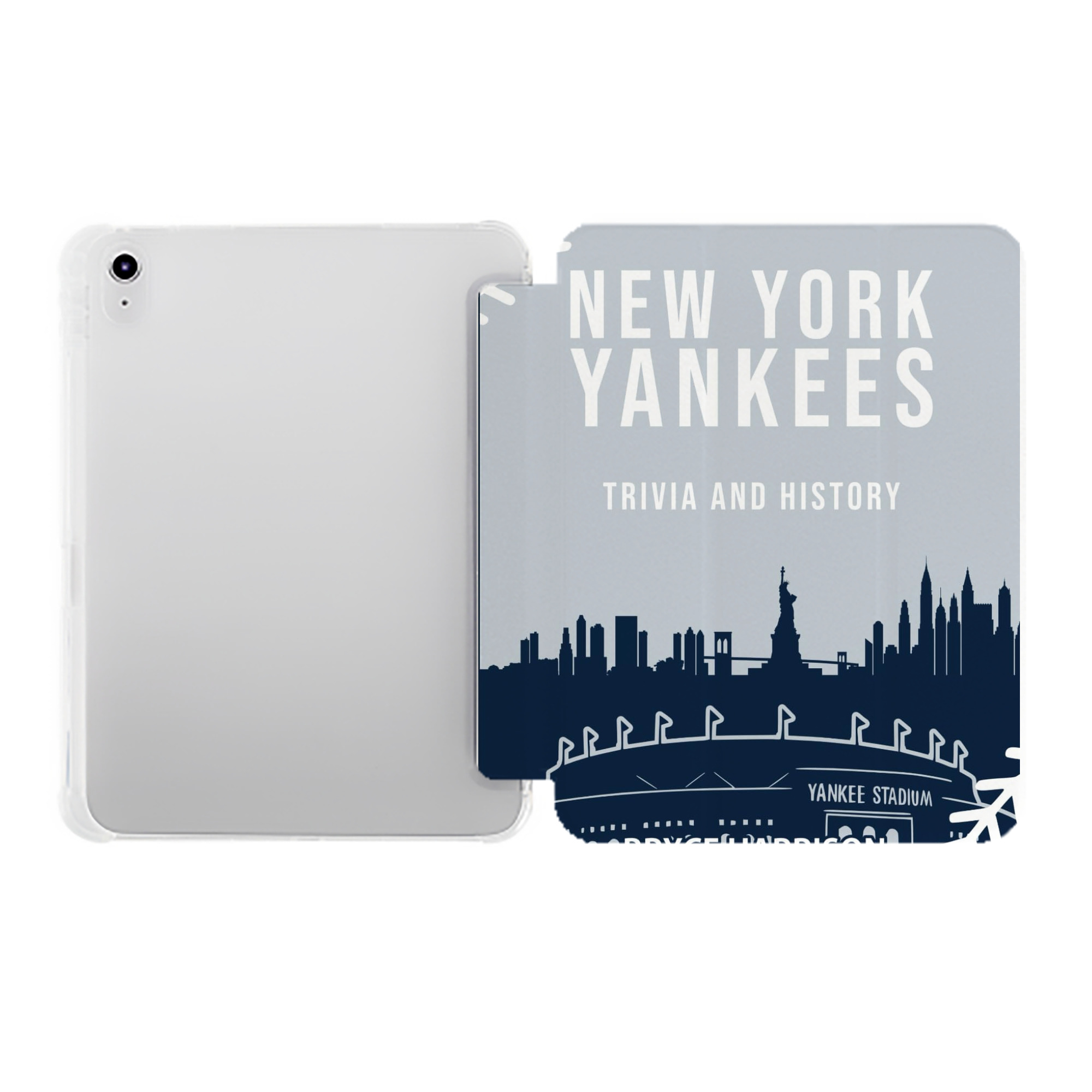 New York Yankees 141 Premium Tri-Fold PU Leather & Silicone IPad Case With Pencil Slot – Fits 9.5,10.5,10.9 – Adjustable Stand, Slim, Protective